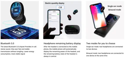 Bluetooth 5.1 Headset TWS Wireless Earphones Mini Earbuds Stereo Ingos Elektronik Shop